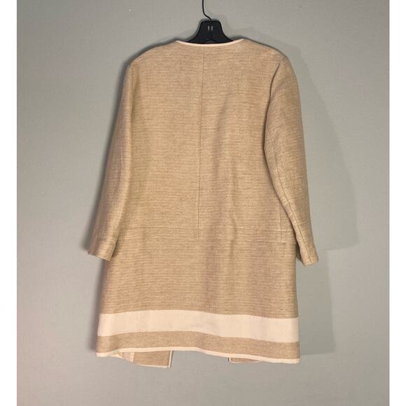 Zara Spring Ecru Mid-length Coat Jacket Linen ~ Minimalist & Marvelous ~ Sz M - Picture 6 of 7